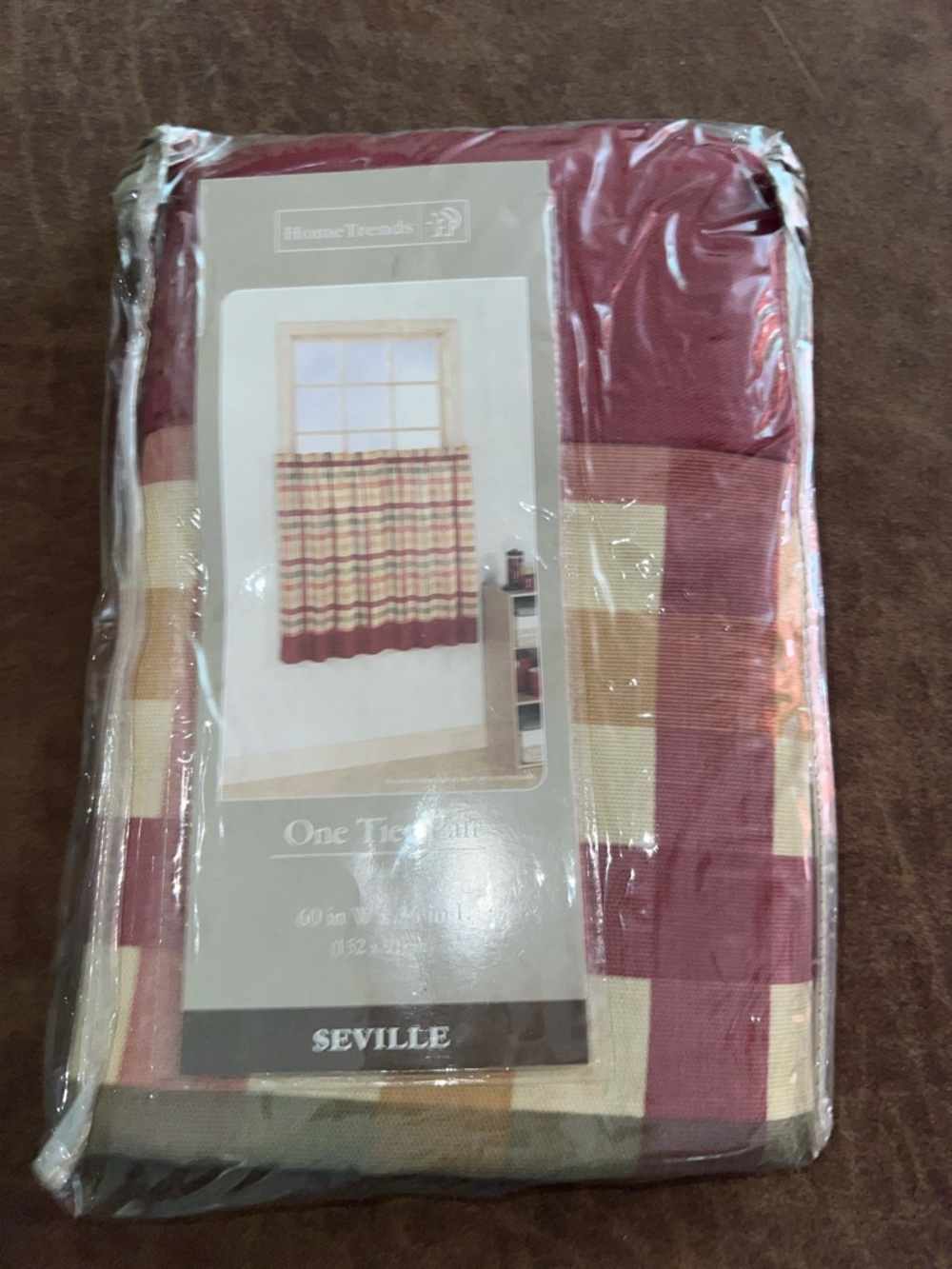 Seville Red Beige Plaid Window Tier Set